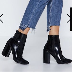 Nasty Gal Patent Block Heel Ankle Booties